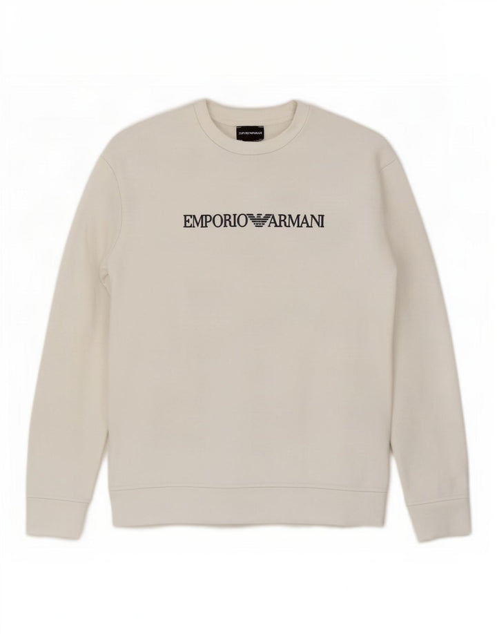 Emporio Armani Herren Grafik-Sweatshirt-Pullover 2XL Weiß Modal
