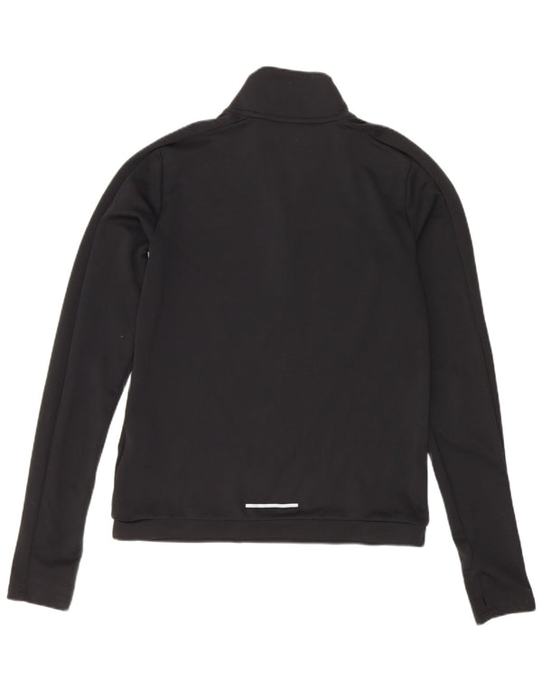 Nike Damen Dri Fit Loose Zip Neck Top Langarm UK 6 XS Schwarz Polyester