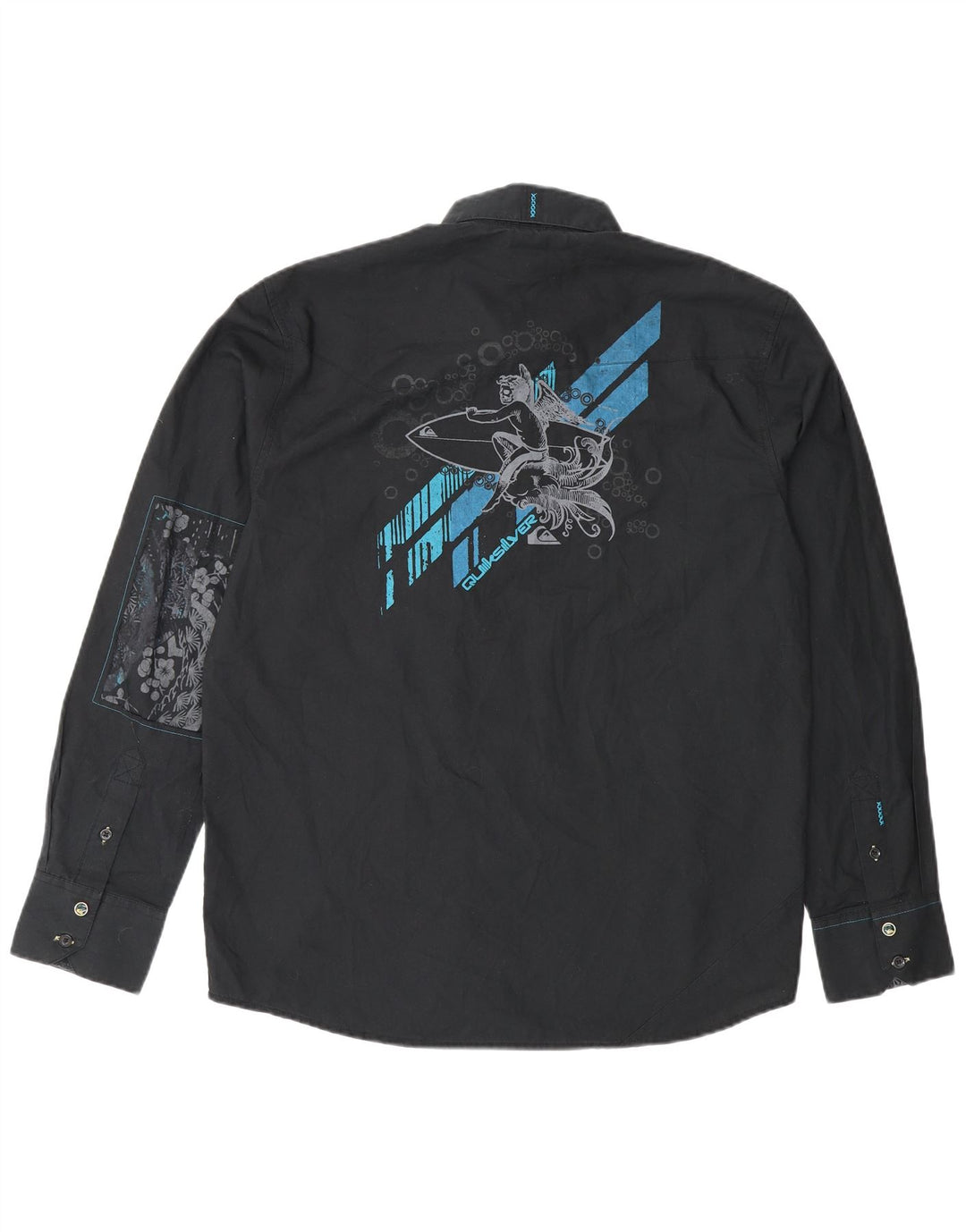 Quiksilver Mens Graphic Shirt Small Schwarz Polyester