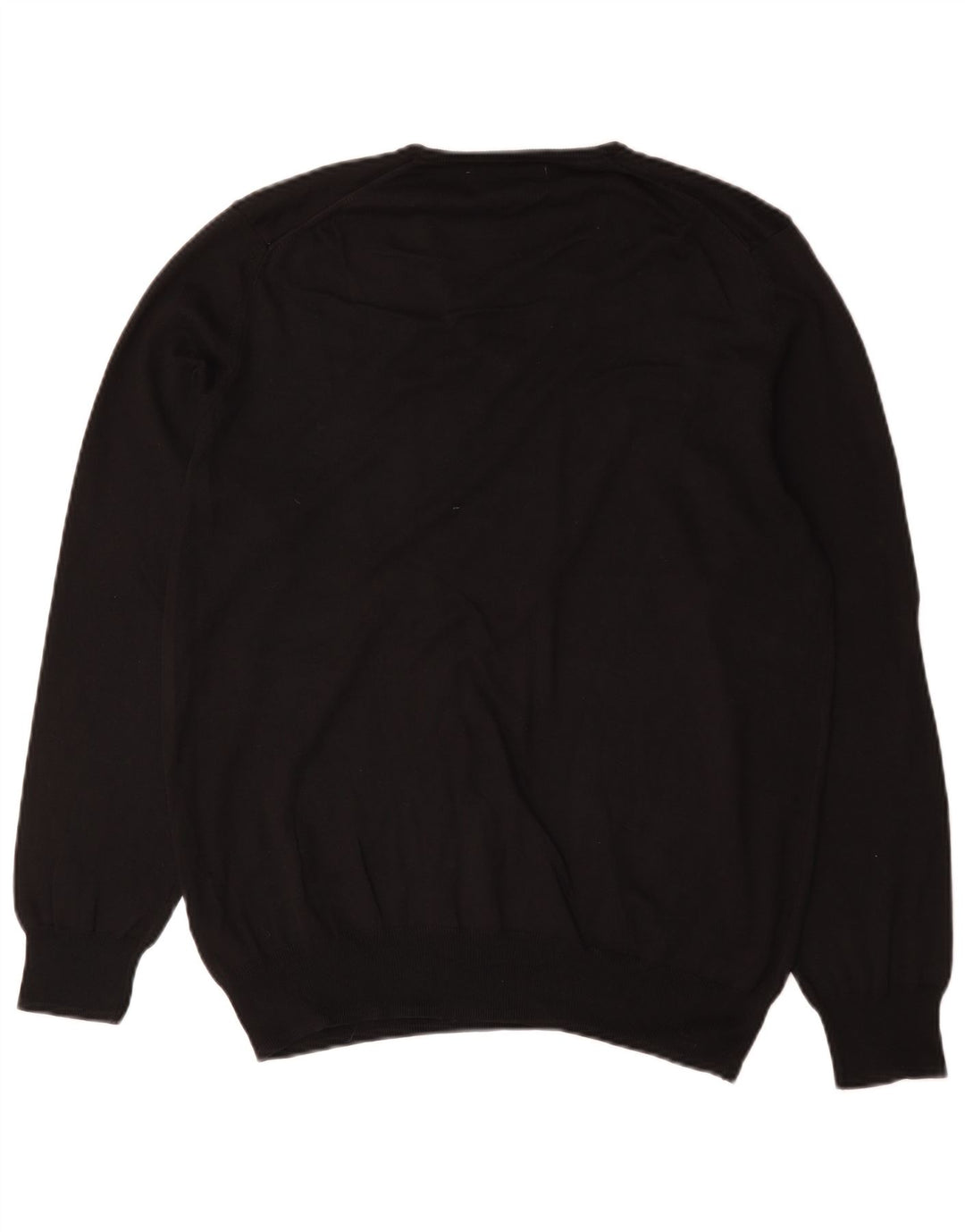 Zara Herren-Pullover mit V-Ausschnitt, groß, aus schwarzer Baumwolle
