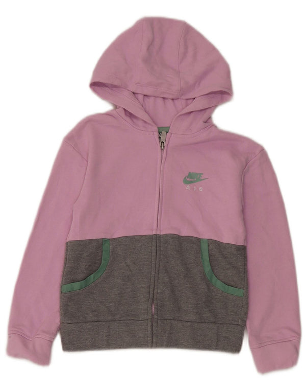 Nike Mädchen-Kapuzenpullover mit Reißverschluss, 6–7 Jahre, rosafarbene Blockfarben-Baumwolle