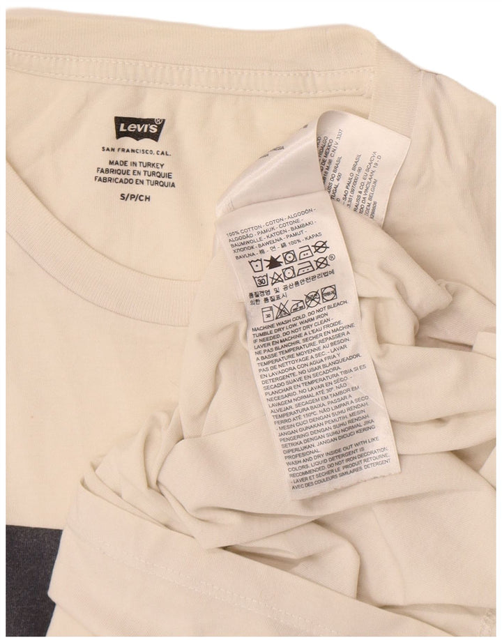Levi's Herren-T-Shirt mit Grafik, Größe S, cremefarbene Baumwolle