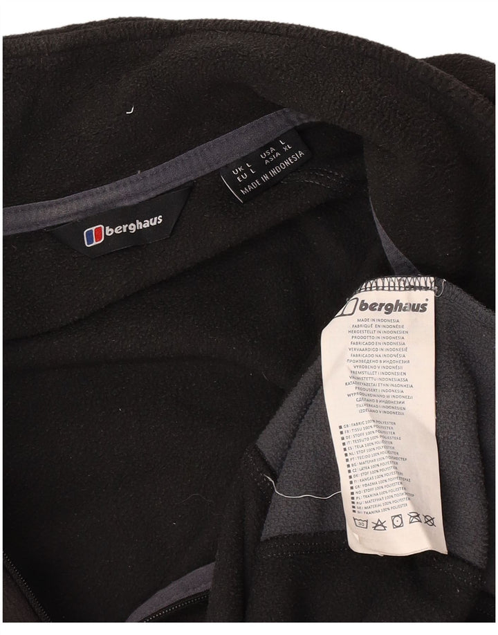 Berghaus Herren-Fleecepullover mit Reißverschluss am Hals, großes schwarzes Farbblock-Polyester