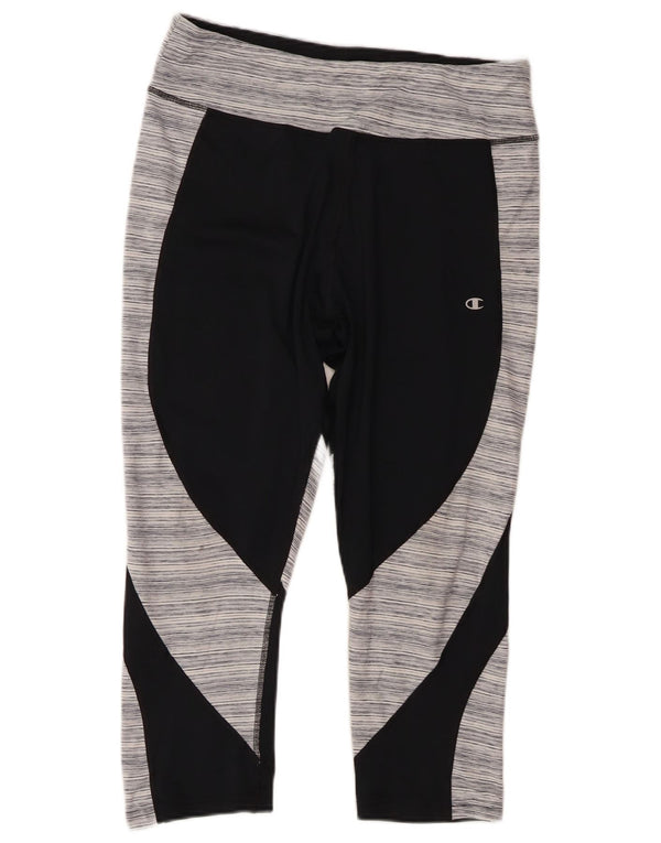 Champion Capri-Leggings für Damen, UK 18, XL, schwarz gestreift, Polyester