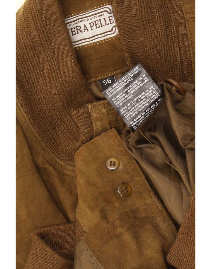 Vintage Herren Wildleder Bomberjacke UK 40 Großes Beige Leder