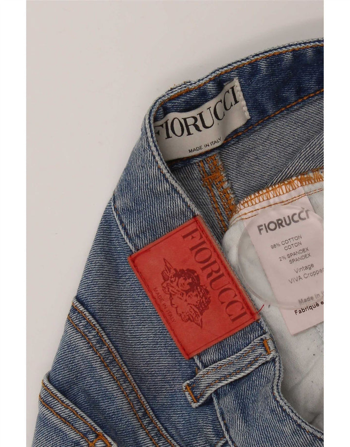 Fiorucci Damen Crop Bootcut Jeans W27 L24 Blaue Baumwolle