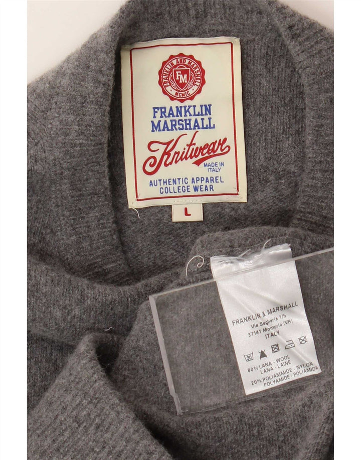 Franklin Marshall Herren-Pullover mit Rundhalsausschnitt, große graue Wolle