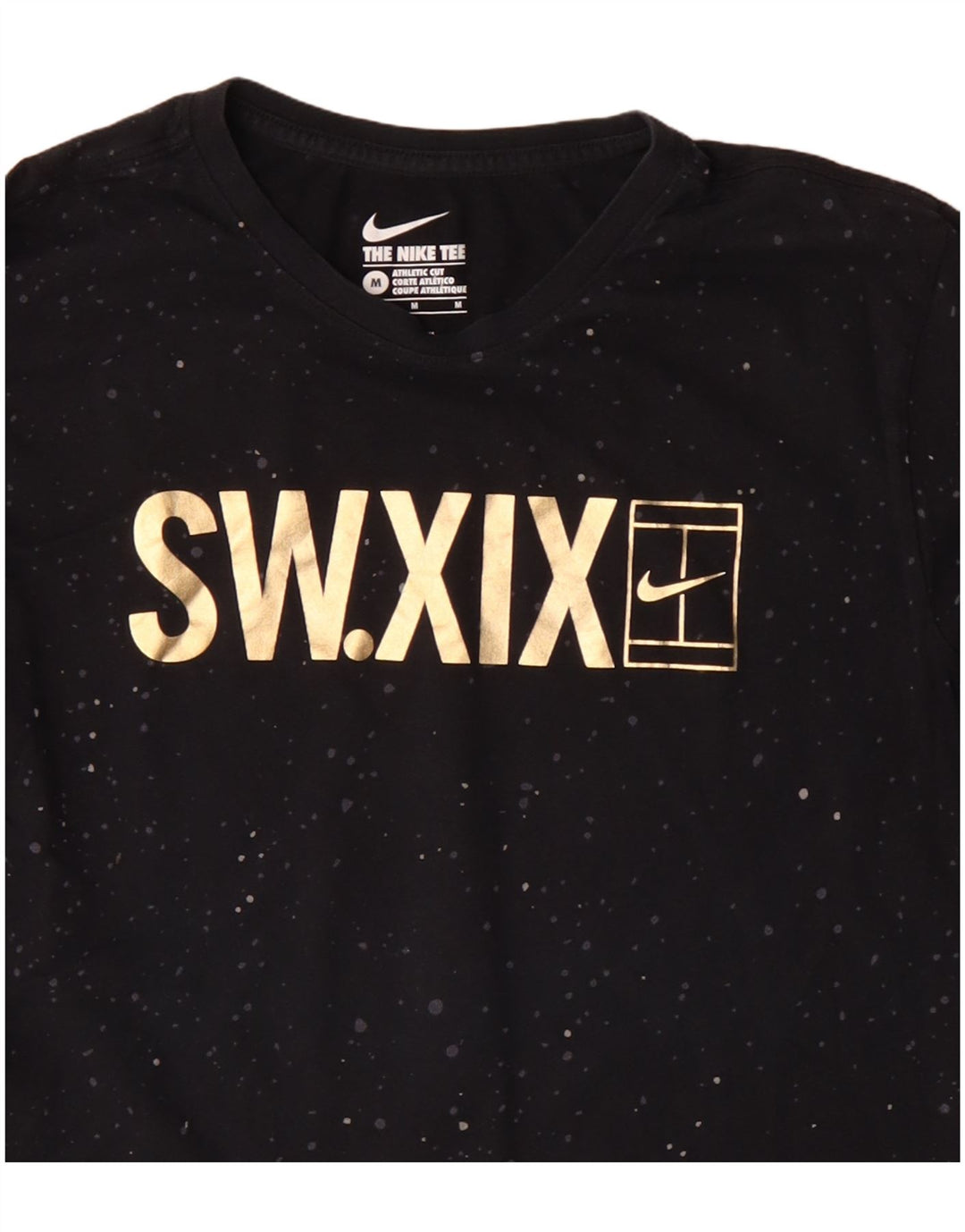 Nike Herren Athletic Cut Grafik-Oberteil, langärmelig, mittelschwarz gefleckte Baumwolle
