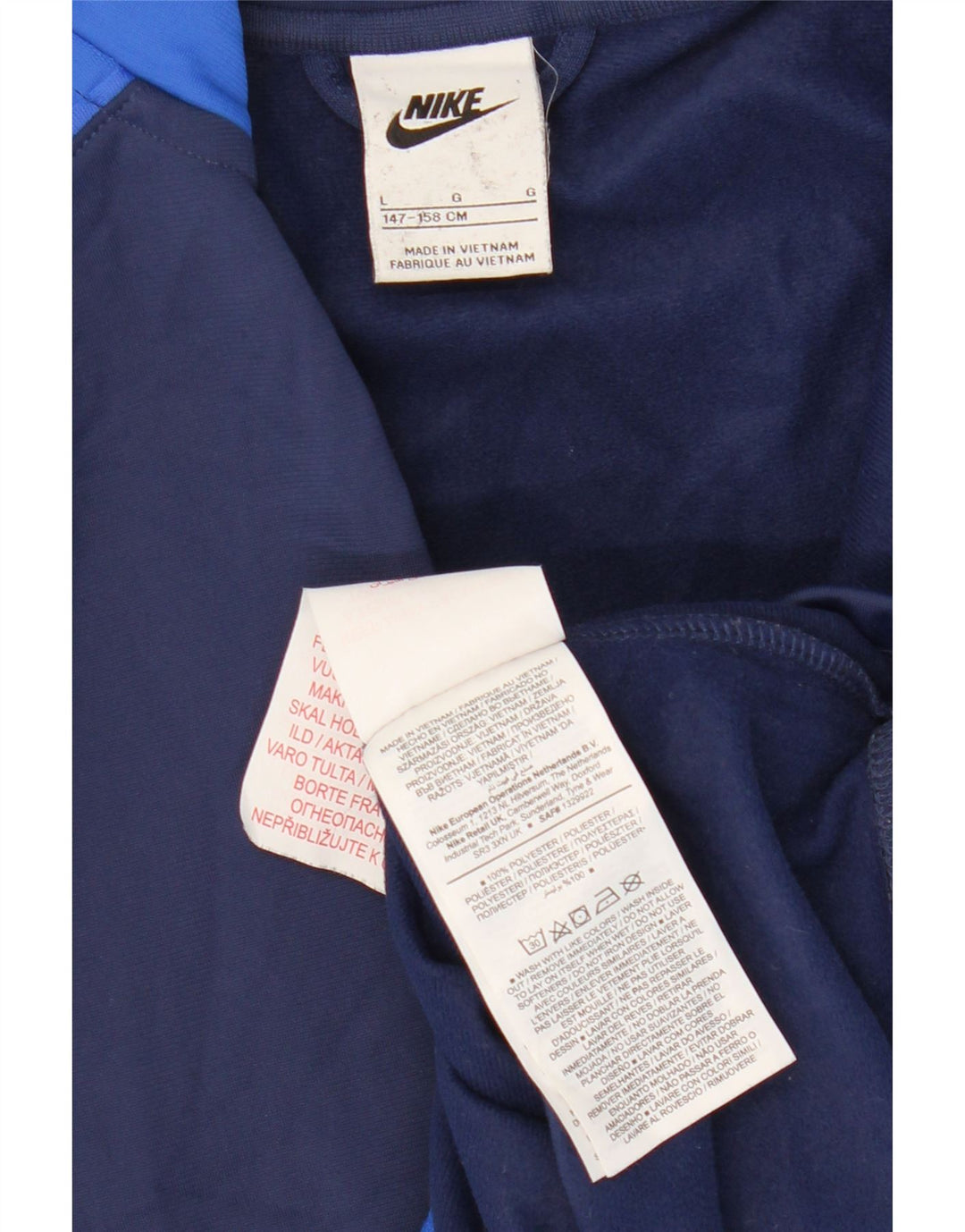 Nike Jungen-Trainingsanzug-Top-Jacke, 12–13 Jahre, groß, Marineblau, Farbblock