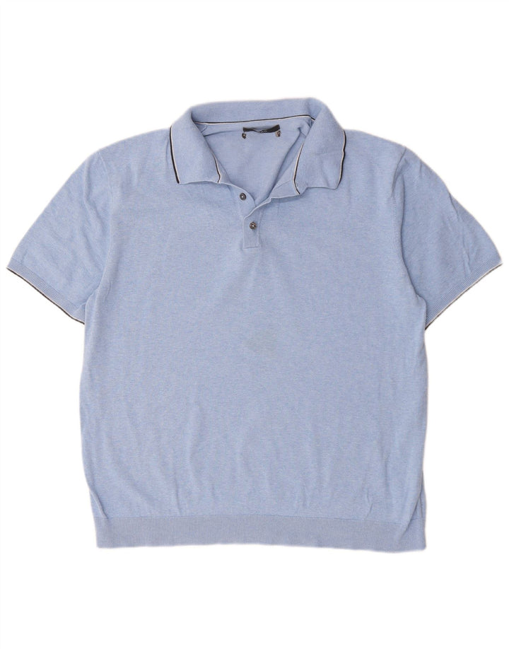 Marks & Spencer Herren-Poloshirt aus mittelblauer Baumwolle