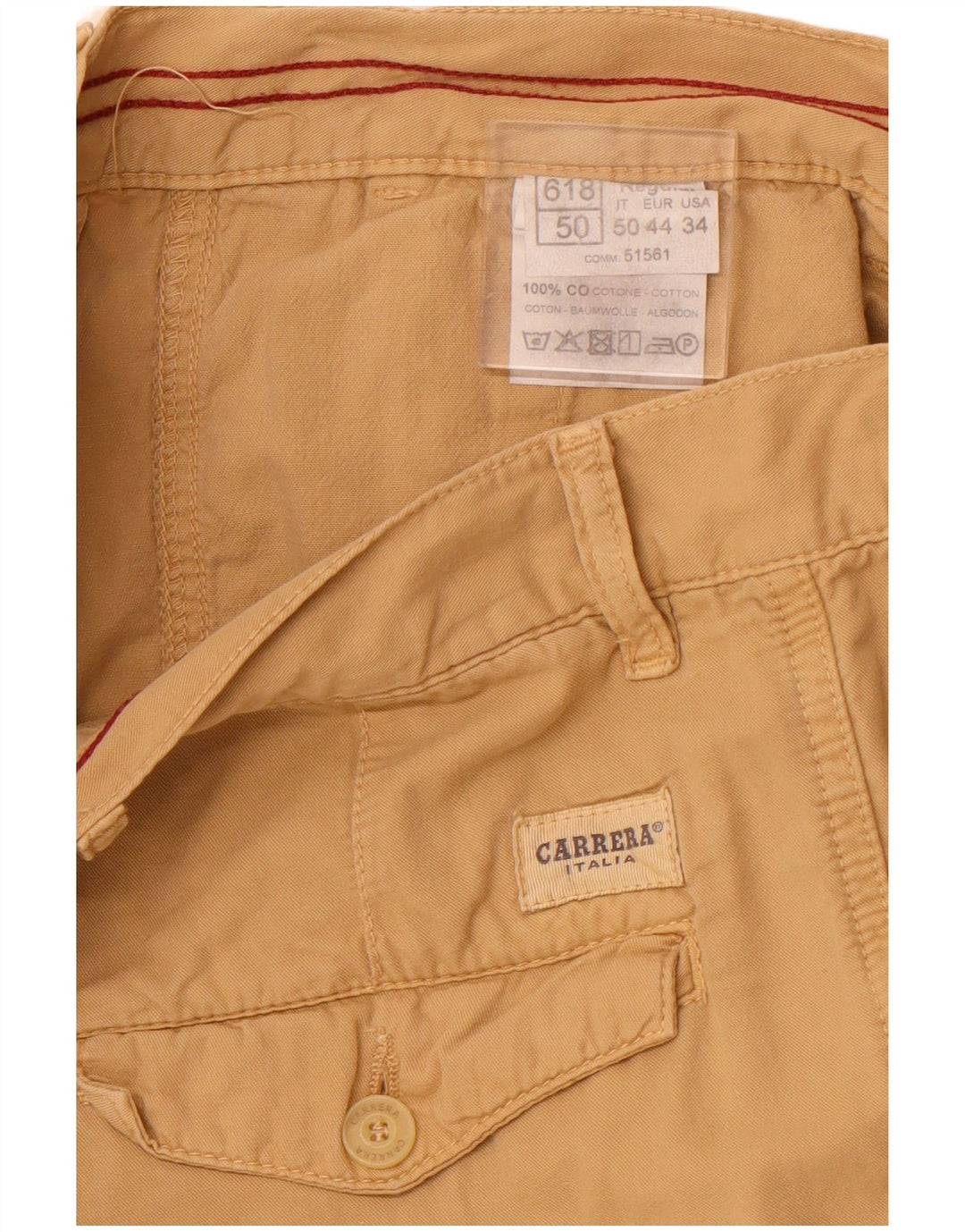 CARRERA Herren 618 Regular Cargo Shorts it 50 Large W34 Beige Baumwolle