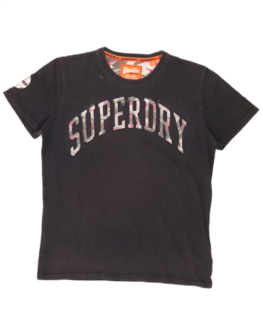 Superdry Herren Grafik-T-Shirt-Oberteil XL aus schwarzer Baumwolle