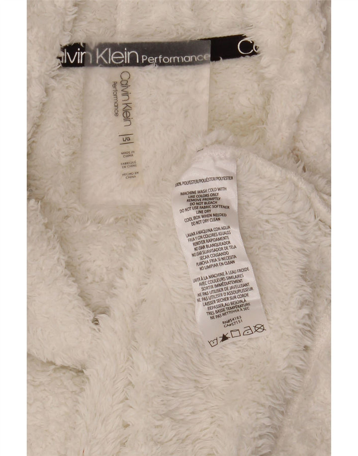 Calvin Klein Damen-Fleecepullover mit Rollkragen, übergroß, Gr. 16, Weiß