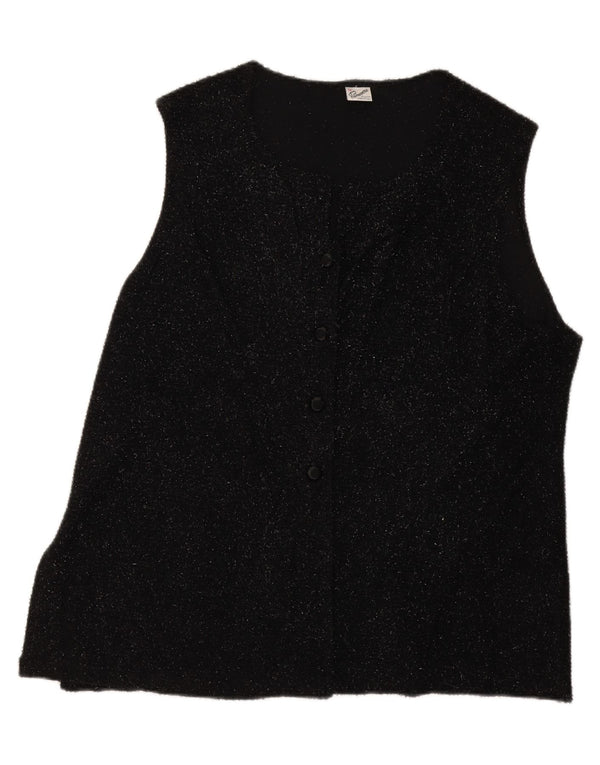 Primavera Firenze Ärmelloser Damen-Cardigan-Pullover IT 53 2XL Schwarz
