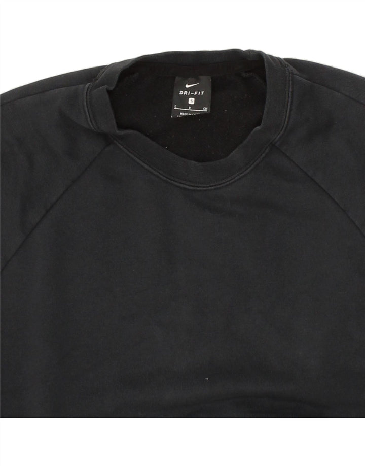 NIKE Womens Oversized Crop Sweatshirt Jumper UK 10 Small Black Polyester Vintage Nike and Second-Hand Nike from Messina Hembry 