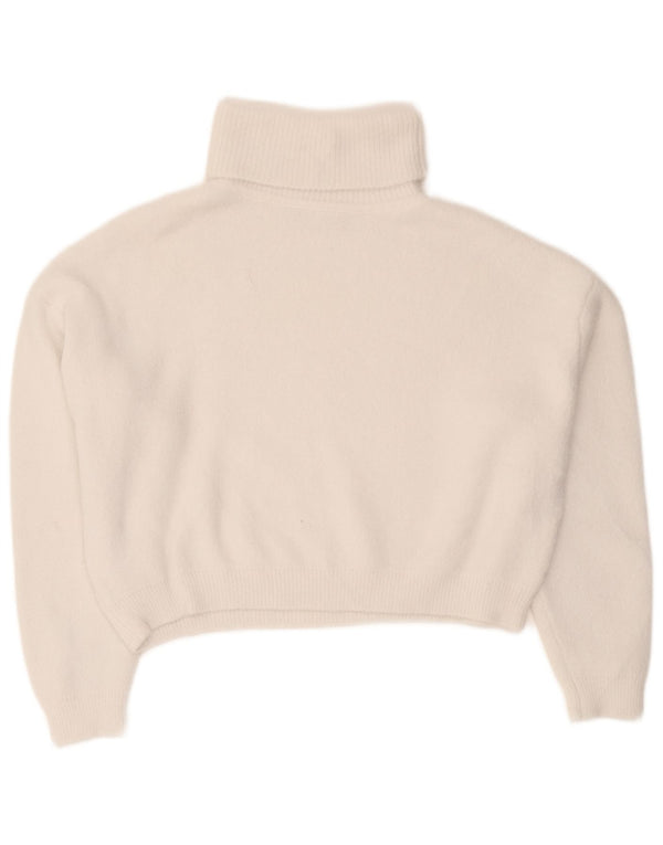 Zara Damen Relaxed Fit Crop Rollkragenpullover Pullover UK 14 Mittelweiß