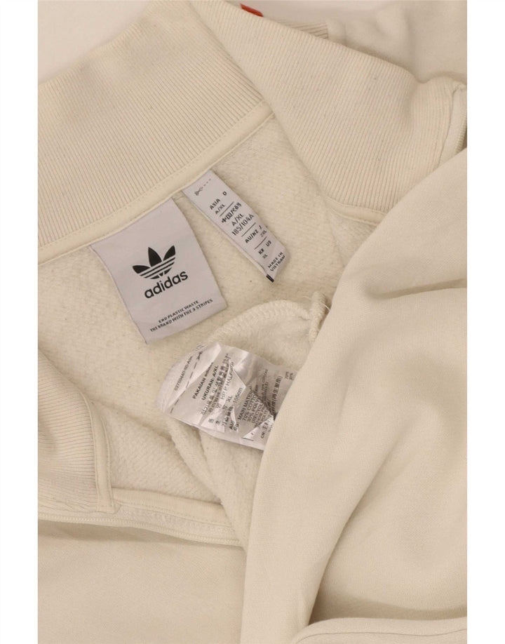 Adidas Herren-Sweatshirt mit Reißverschluss, XL, weiße Baumwolle