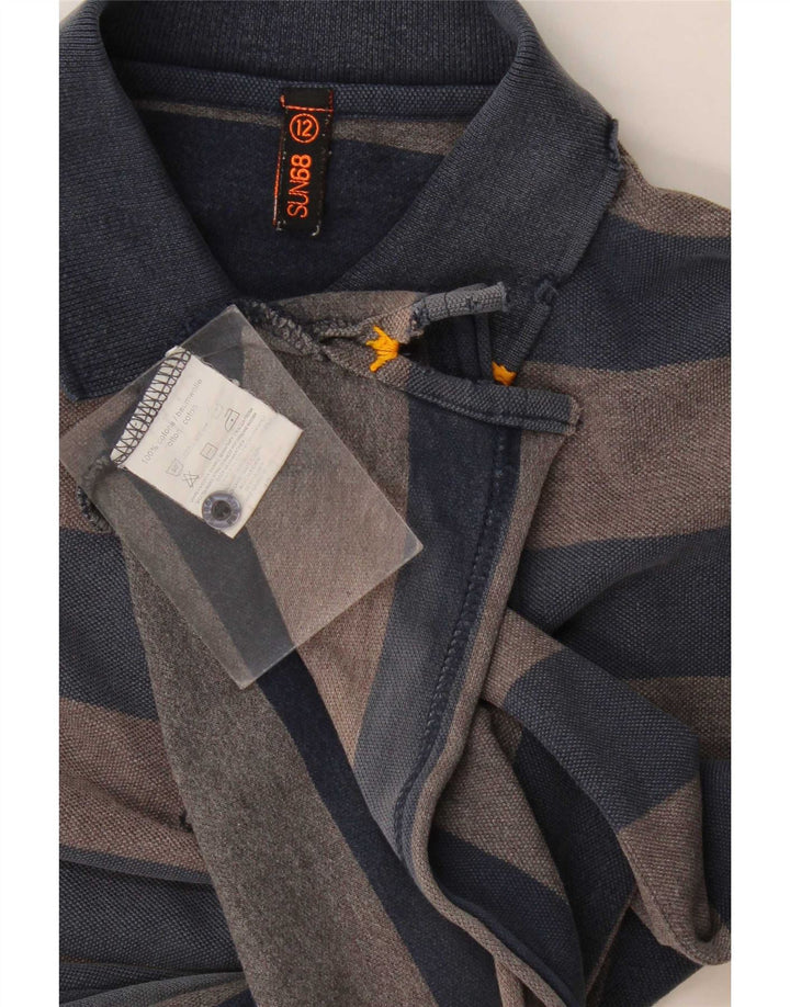 Sun68 Poloshirt für Jungen, 11–12 Jahre, grau gestreift, Baumwolle