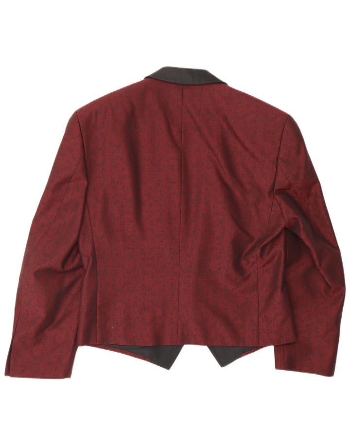 TREVIRA Herren-Blazer mit 1 Knopf, UK 38, Mittelrot, klassisch, mit Blumenmuster