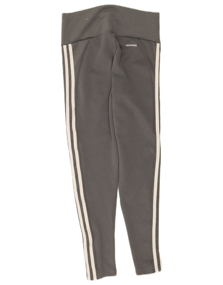 Adidas Damen Aeroready Crop Leggings UK 12/14 Mittelgraues Polyester