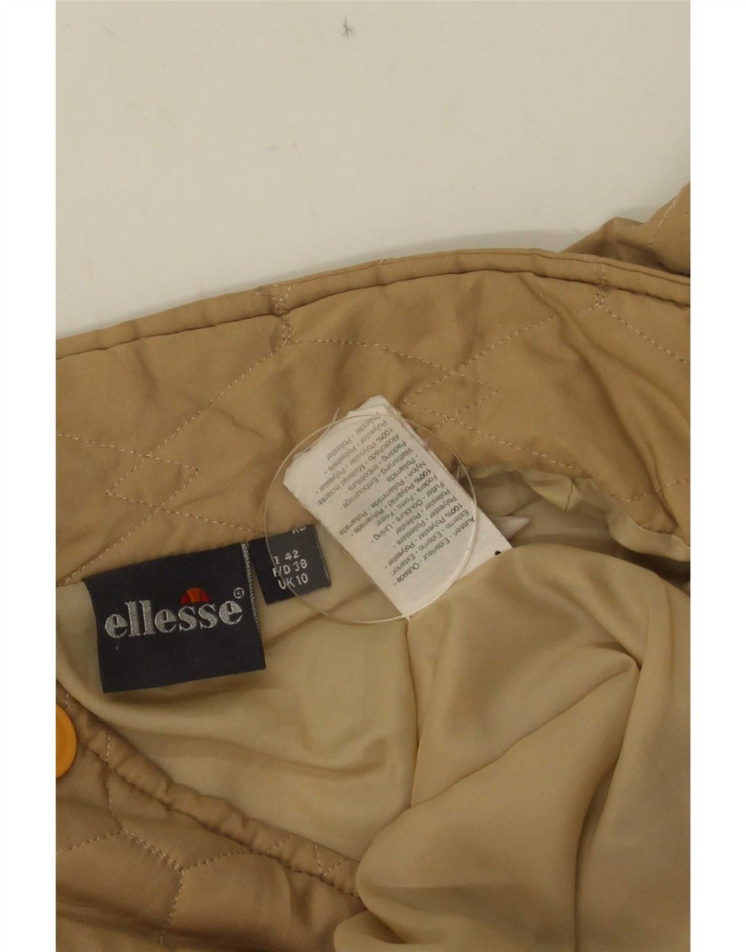Ellesse Damen Übergroße Steppjacke UK 10 Small Beige Polyester