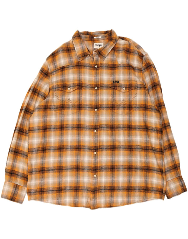 Wrangler Herren-Flanellhemd mit normaler Passform, 3XL, orange kariert, Baumwolle