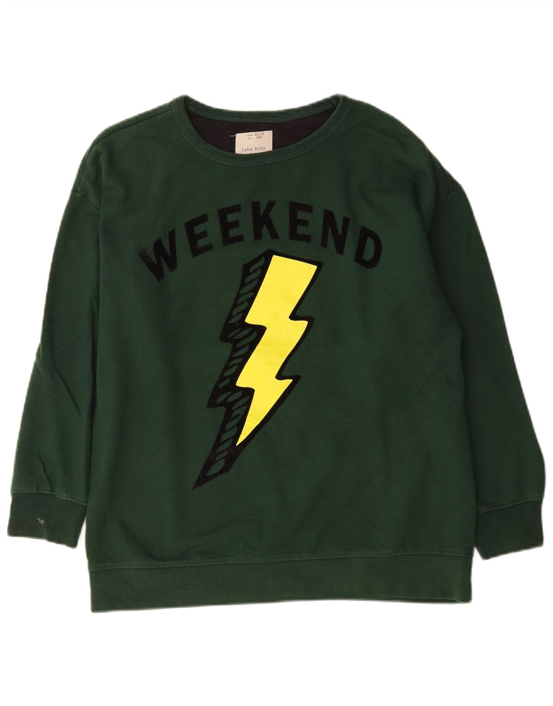 Zara Jungen Weekend Graphic Sweatshirt Pullover 13-14 Jahre Grün
