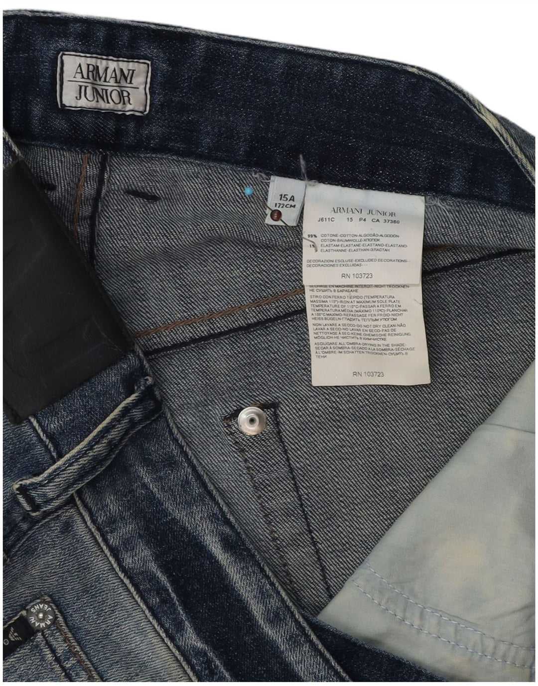 Armani Junior Jungen Jeansshorts 14-15 Jahre W34 Blaue Baumwolle