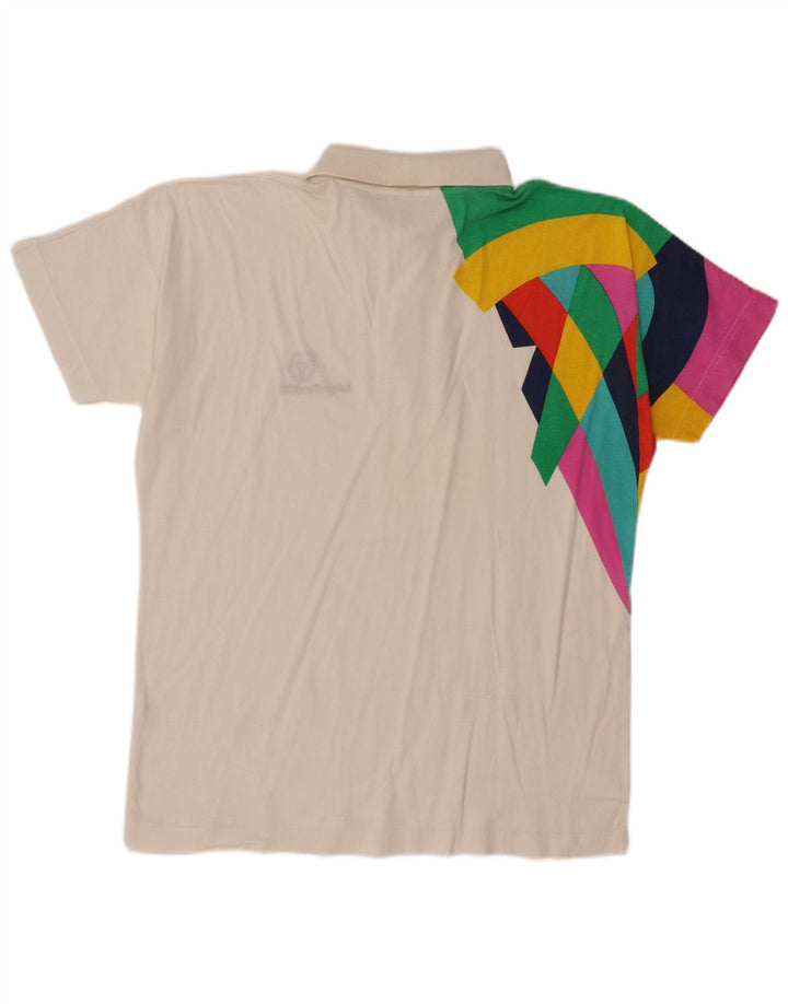 Sergio Tacchini Herren-Poloshirt aus mittelweißer Colourblock-Baumwolle