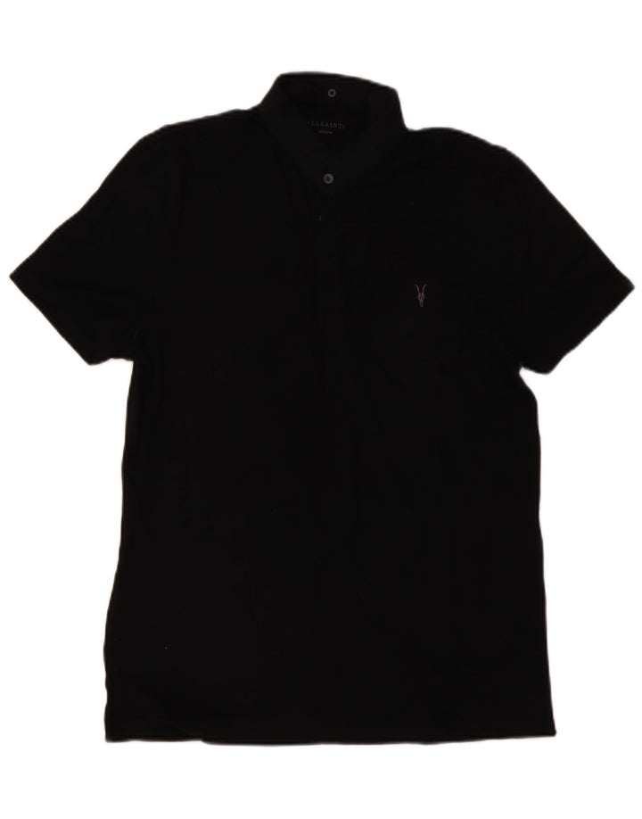 ALL SAINTS Herren-Poloshirt, mittelschwarz, Baumwolle