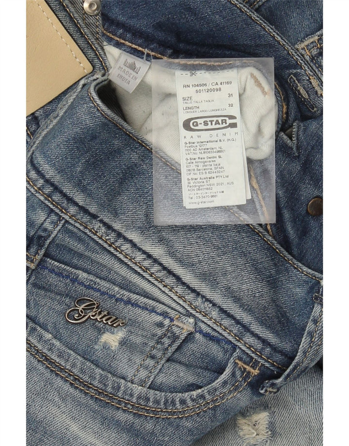 G-Star Damen Distressed Straight Jeans W31 L32 Blaue Baumwolle
