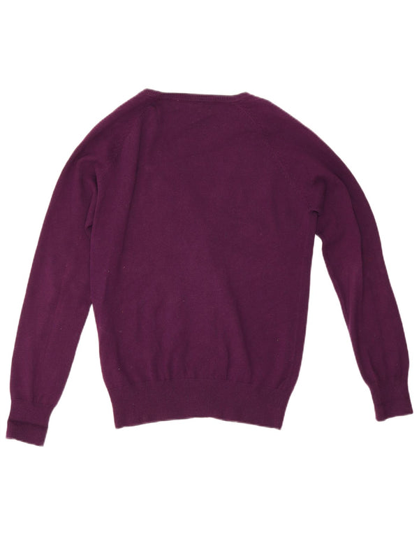 Zara Damen-Cardigan-Pullover UK 12 Mittellila Baumwolle