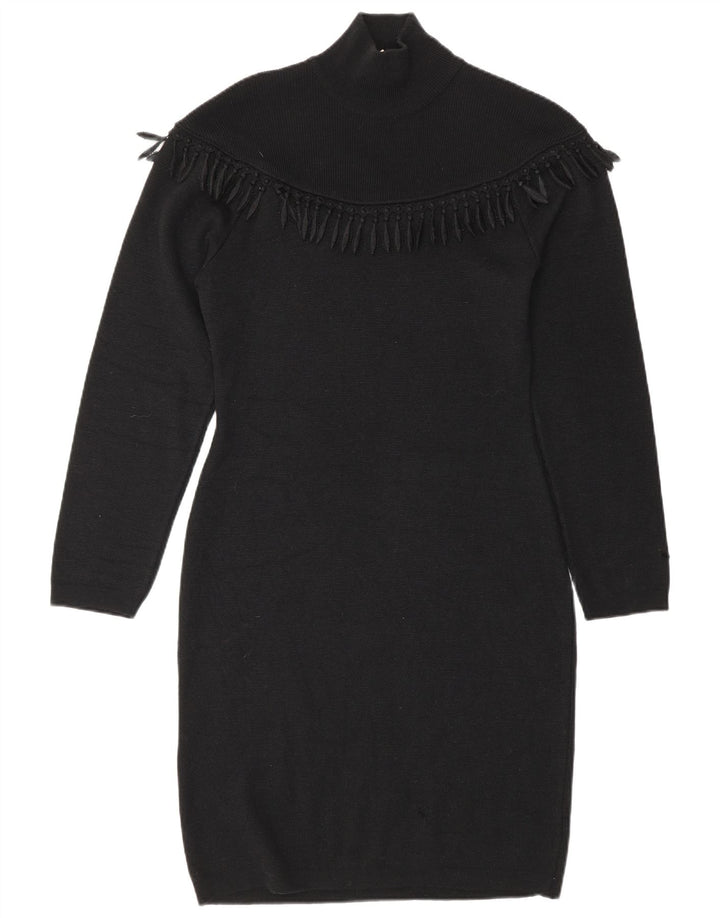 Byblos Damen Langarm-Pulloverkleid IT 42 Mittelschwarze Wolle