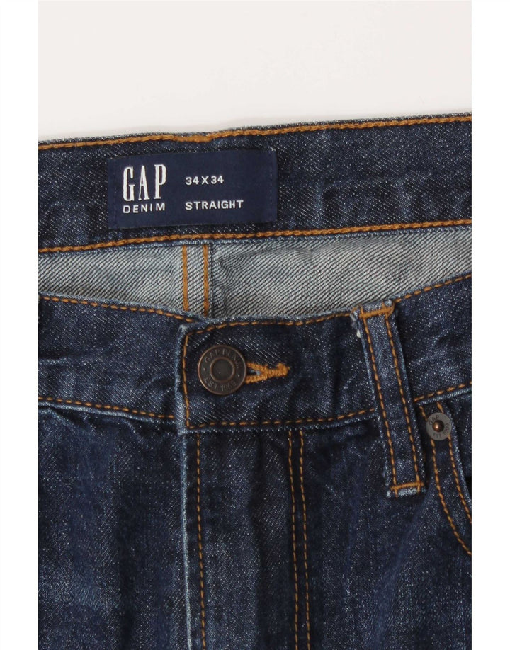 Gap Herren Straight Jeans W34 L31 Marineblaue Baumwolle