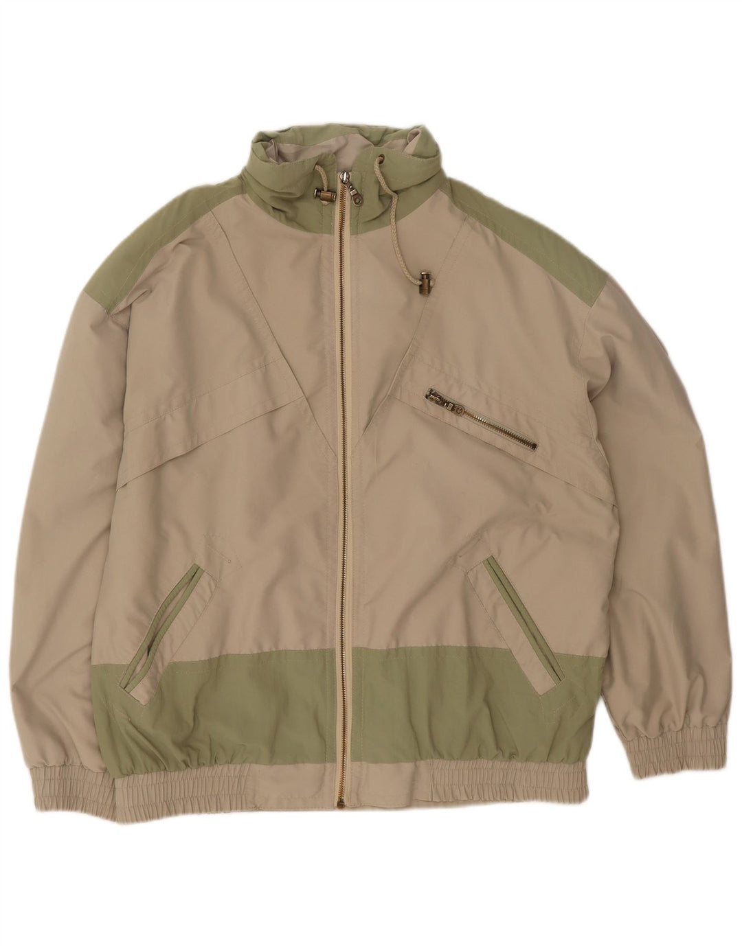 Vintage Damen Regenjacke UK 18 XL Beige Colourblock Polyester