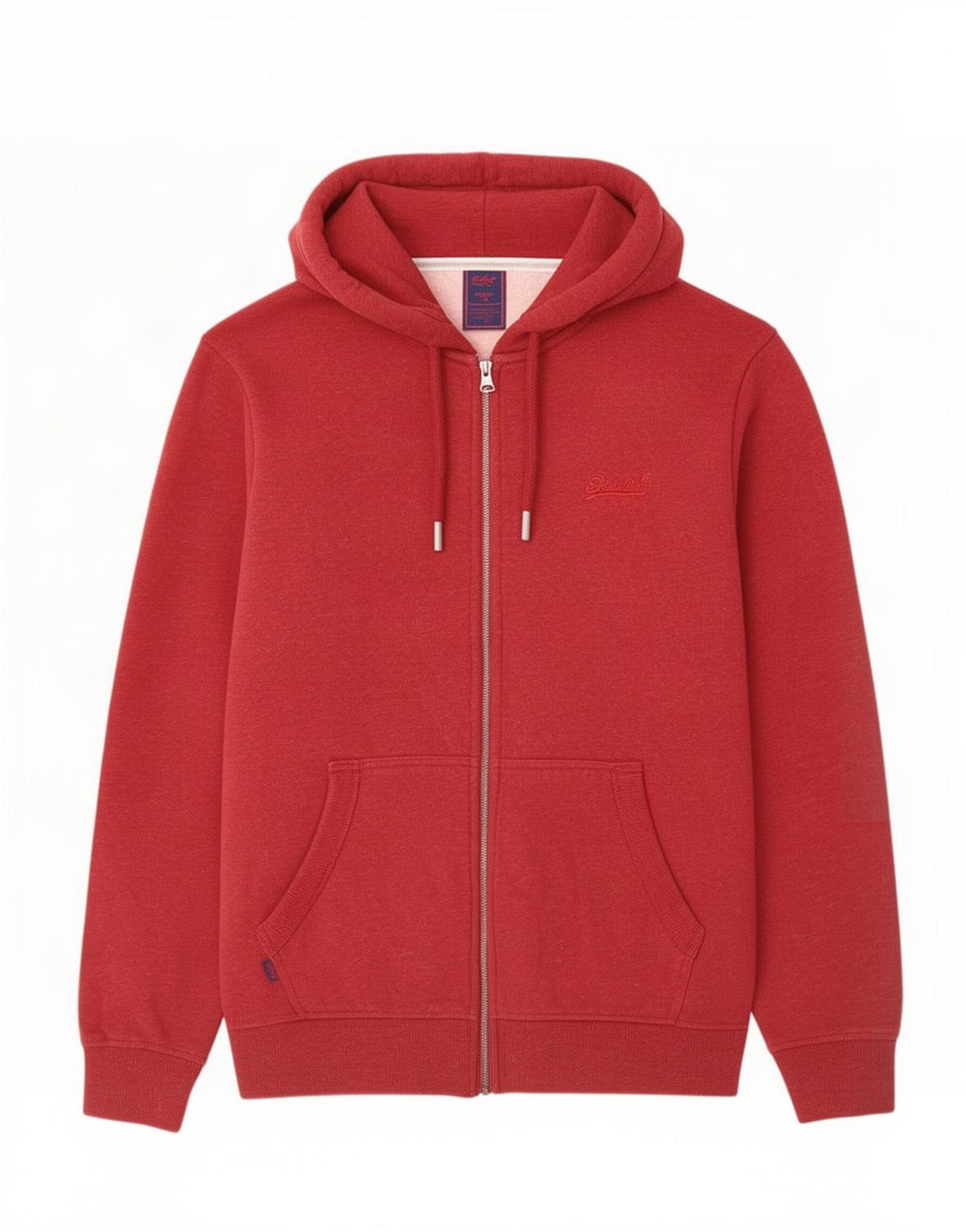 Superdry Herren-Kapuzenpullover mit Reißverschluss, groß, aus roter Baumwolle
