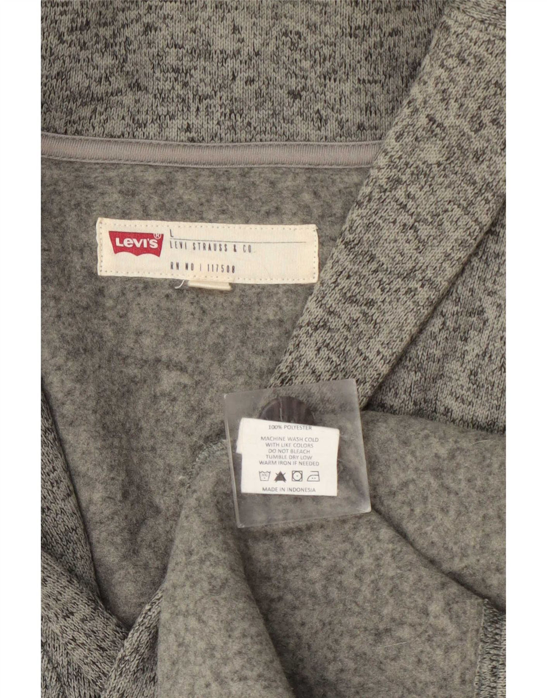Levi's Herren-Cardigan-Pullover, großes, grau meliertes Polyester