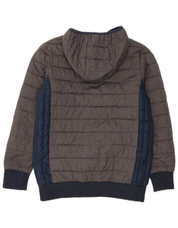 Ellesse Wattierte Jacke mit Kapuze für Jungen, 12–13 Jahre, graues Colourblock-Nylon