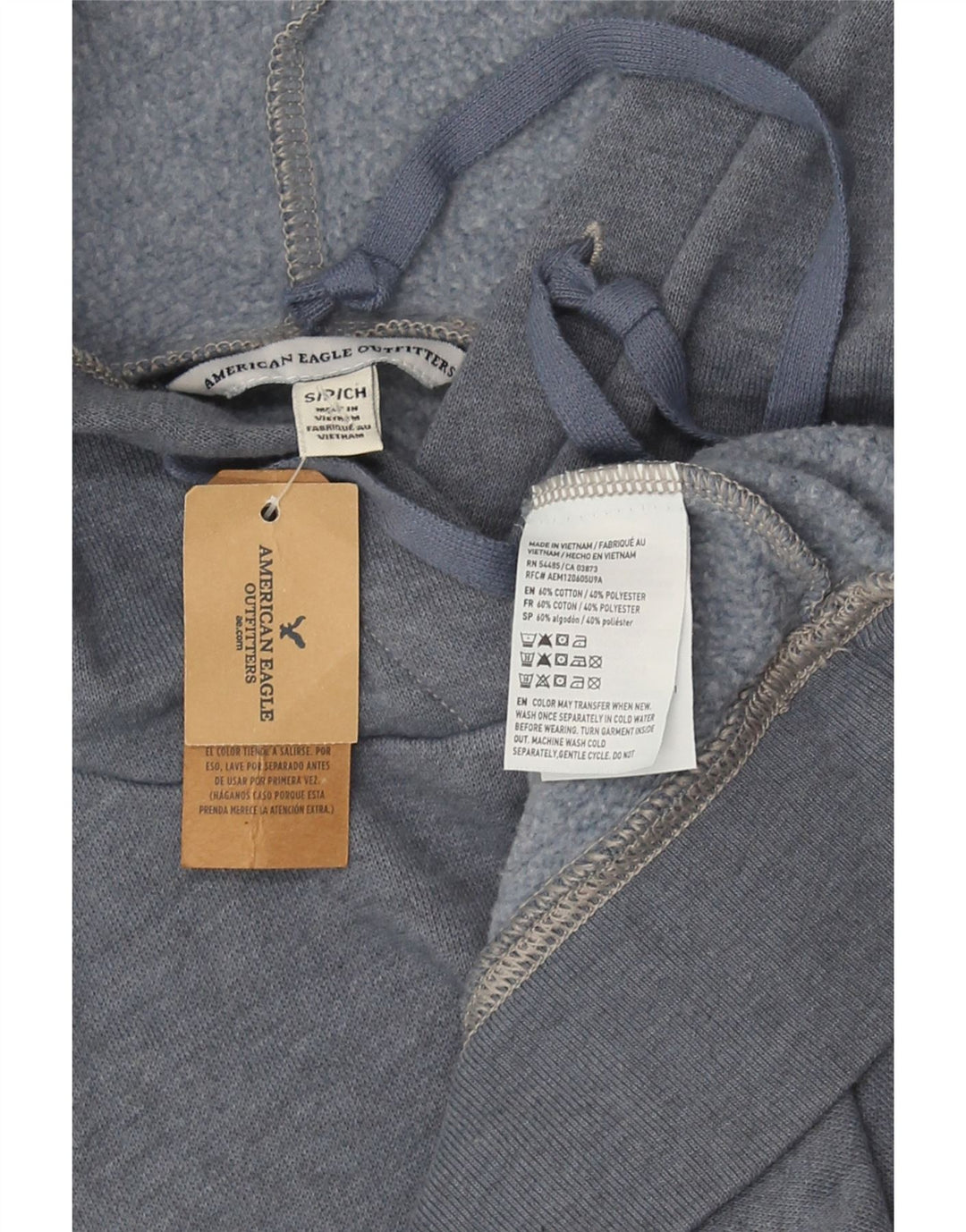 American Eagle Damen-Kapuzenpullover mit Grafik, übergroß, Gr. 10, Größe S, Grau