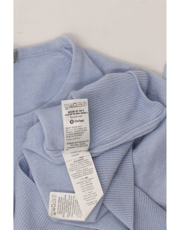 Marks & Spencer Damen-Pullover mit Rundhalsausschnitt, Gr. 8, Small, Blau, Acryl