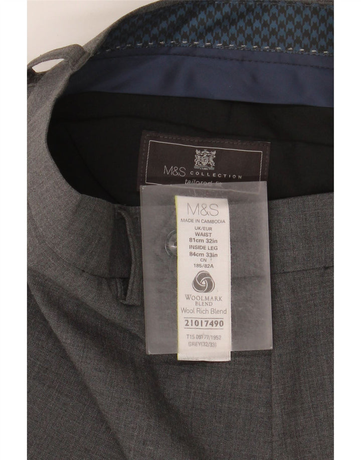 Marks & Spencer Herren-Anzughose mit maßgeschneiderter Passform, schmal, W32, L33, graue Wolle