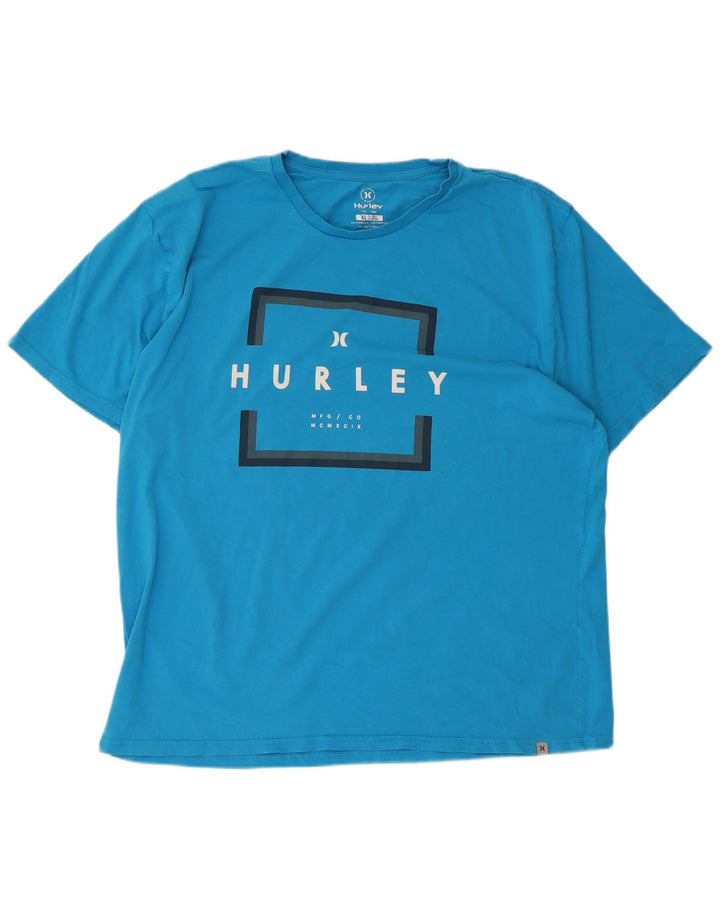Hurley Herren Grafik-T-Shirt-Oberteil XL aus blauer Baumwolle