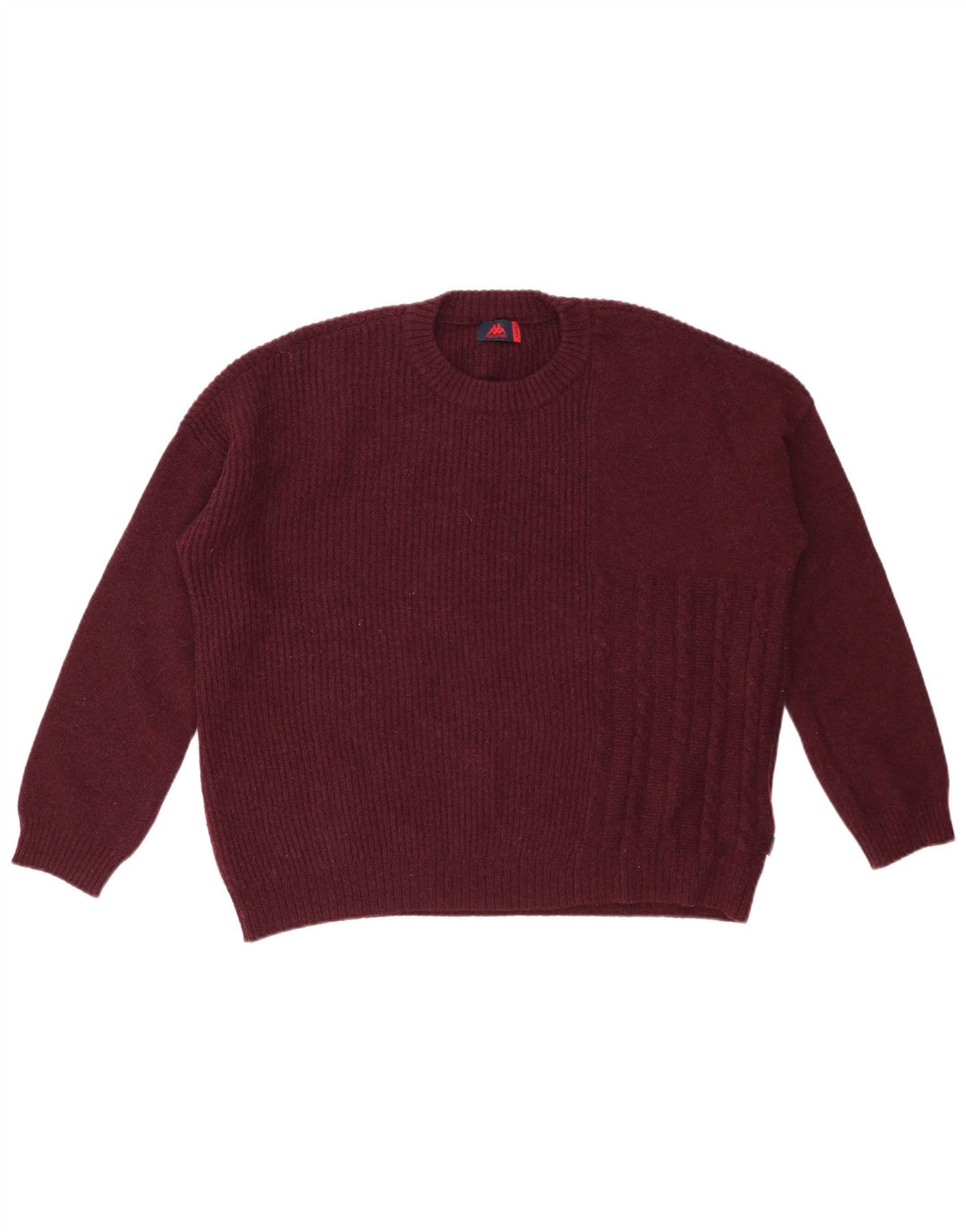 KAPPA Damen-Pullover, übergroß, Rundhalsausschnitt, UK 16, Größe L, Kastanienbraun, Wolle