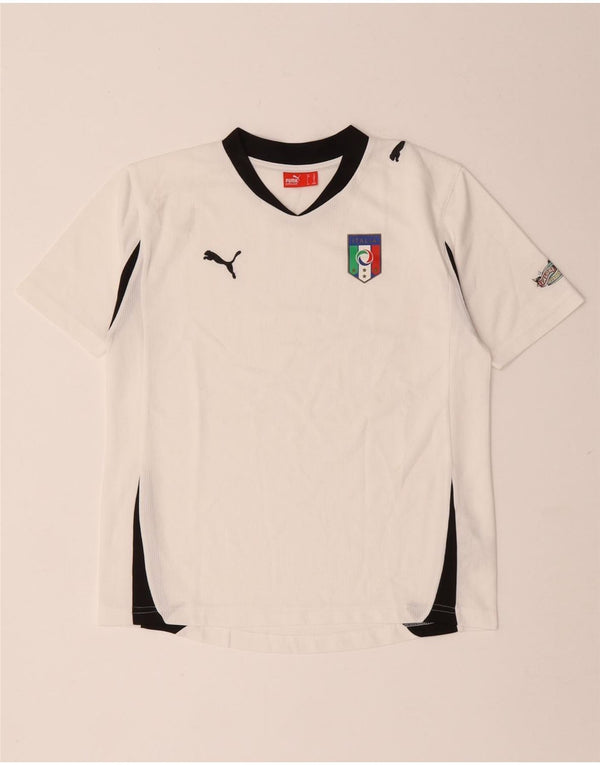 Puma Italia T-Shirt für Jungen, 11–12 Jahre, weißes Colourblock-Polyester
