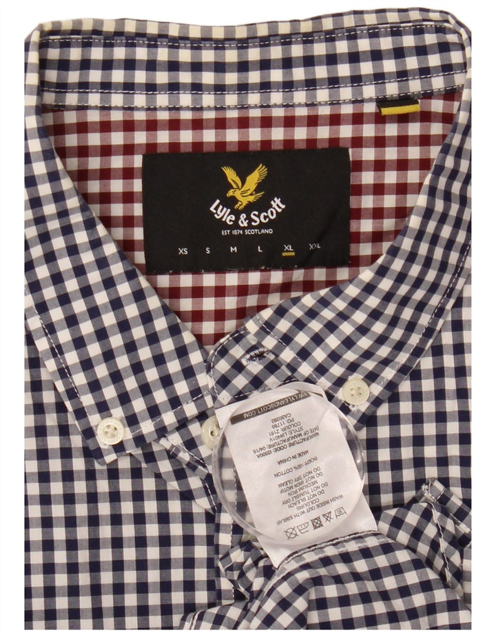 LYLE & SCOTT Herrenhemd XL, Marineblau, Gingham-Baumwolle