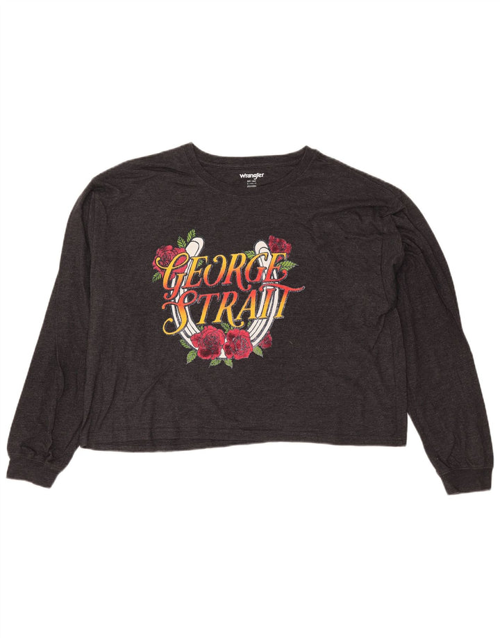 WRANGLER Damen Crop Graphic Top Langarm UK 10 Small Grey Floral