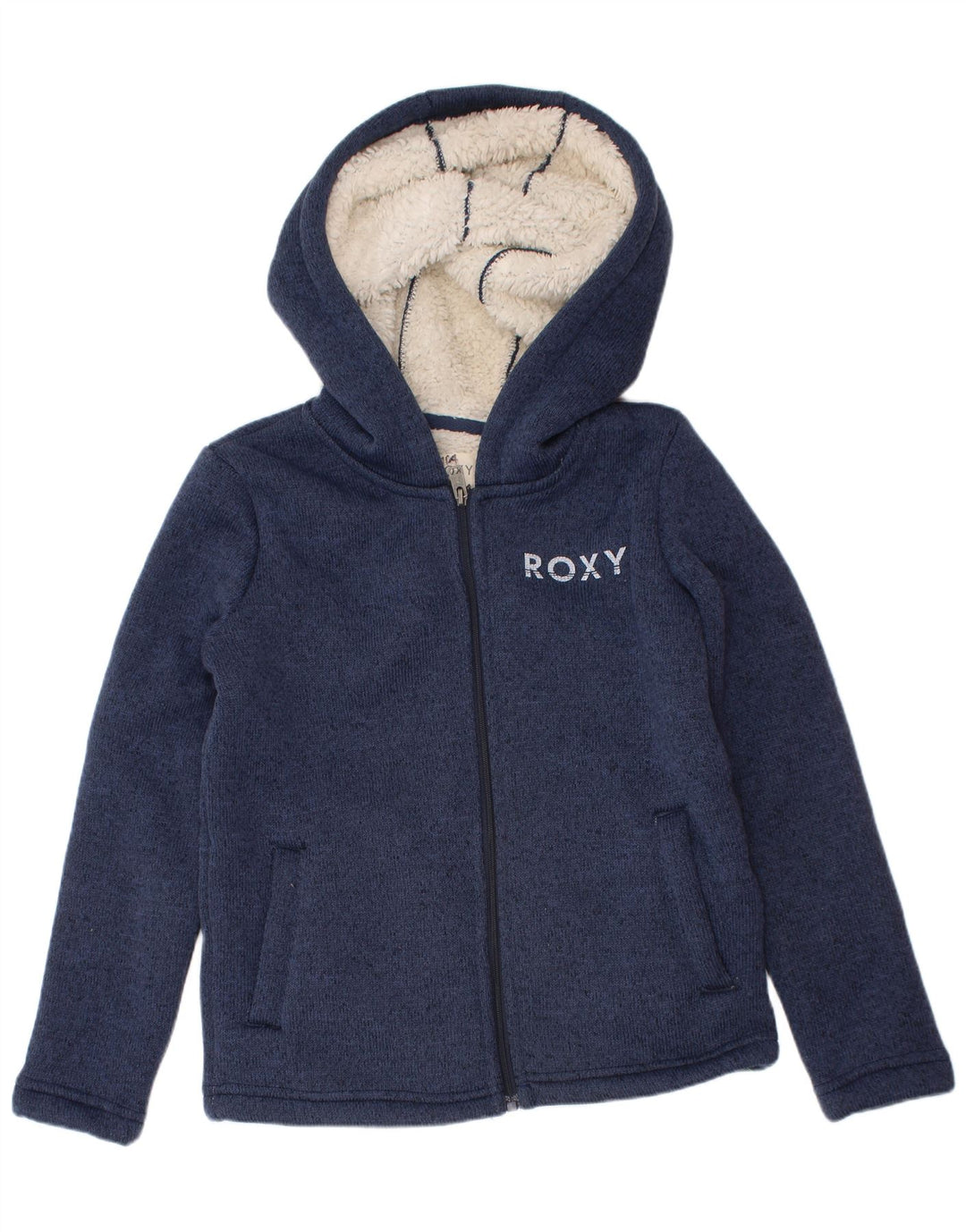 Roxy Mädchen-Kapuzenpullover mit grafischem Reißverschluss, 5–6 Jahre, Marineblau, Polyester