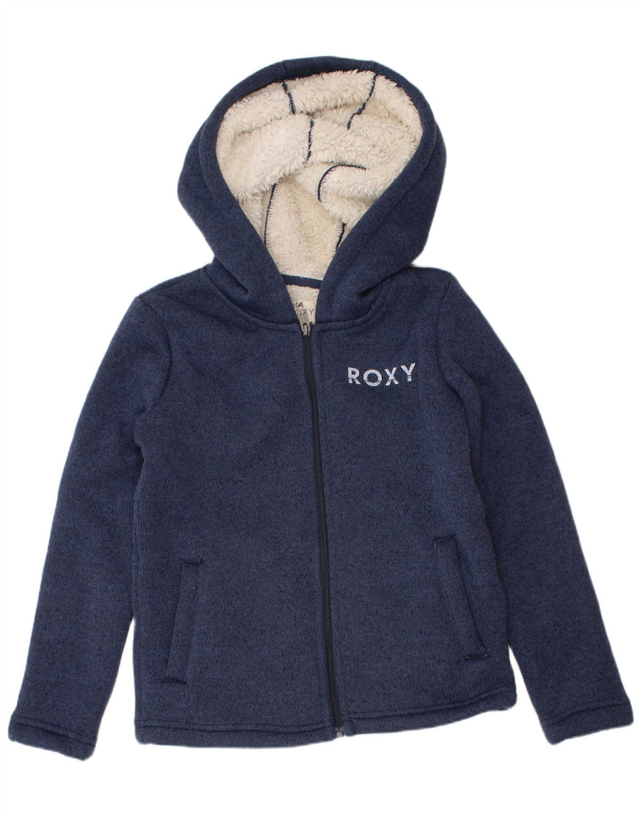 Roxy Mädchen-Kapuzenpullover mit grafischem Reißverschluss, 5–6 Jahre, Marineblau, Polyester