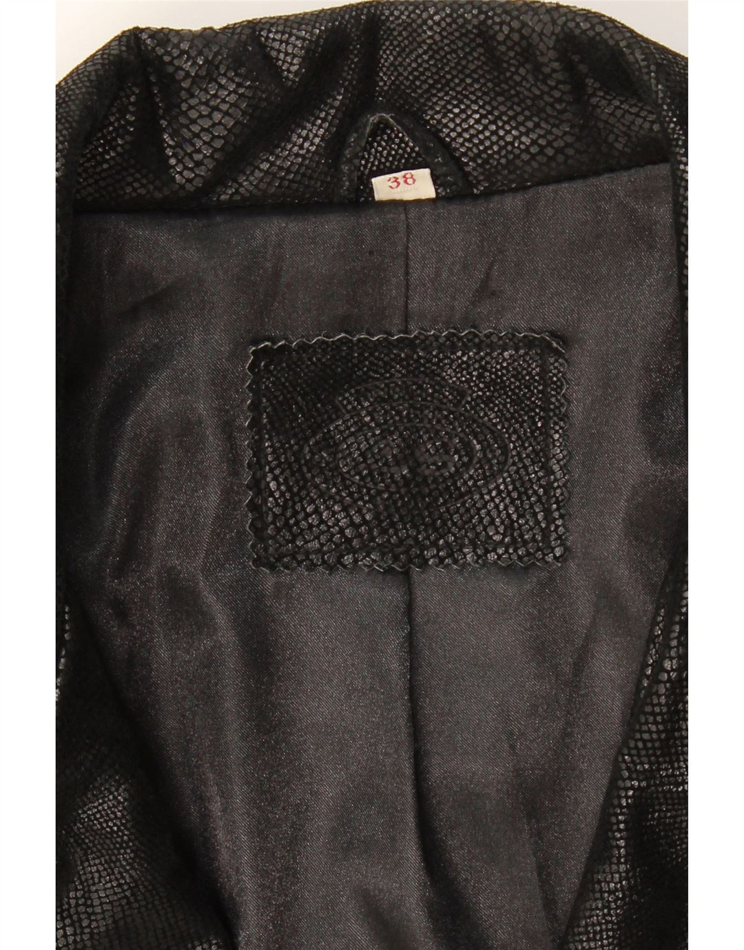 VINTAGE Womens Leather Jacket EU 38 Medium Black Animal Print Leather Vintage Vintage and Second-Hand Vintage from Messina Hembry 