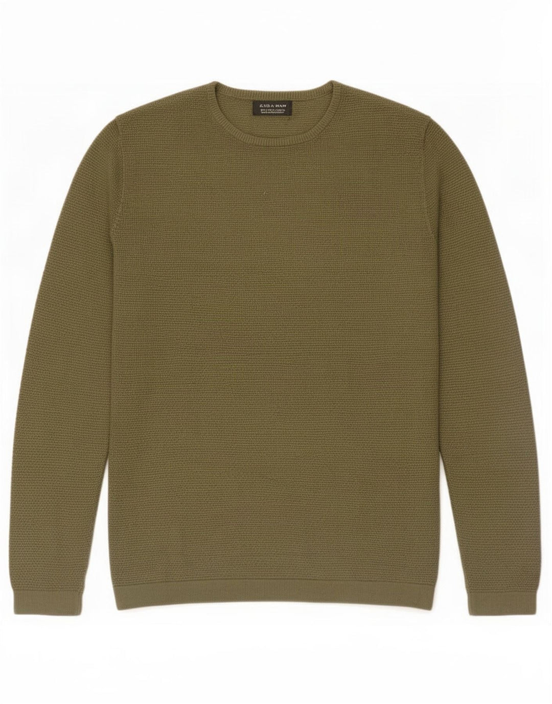 Zara Herren-Pullover mit Rundhalsausschnitt, Größe S, Khaki